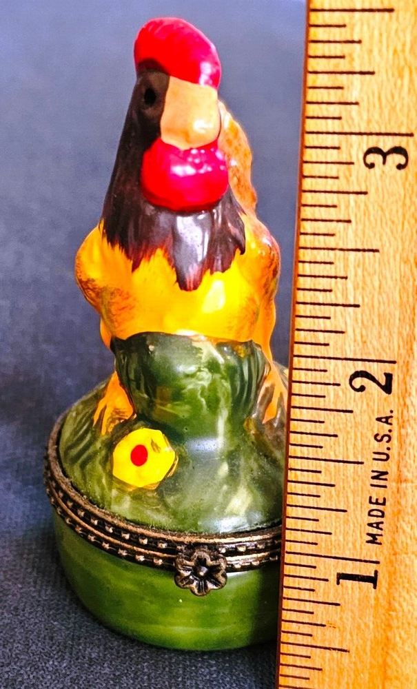 Nice 3" Ceramic Rooster Mini Trinket Box