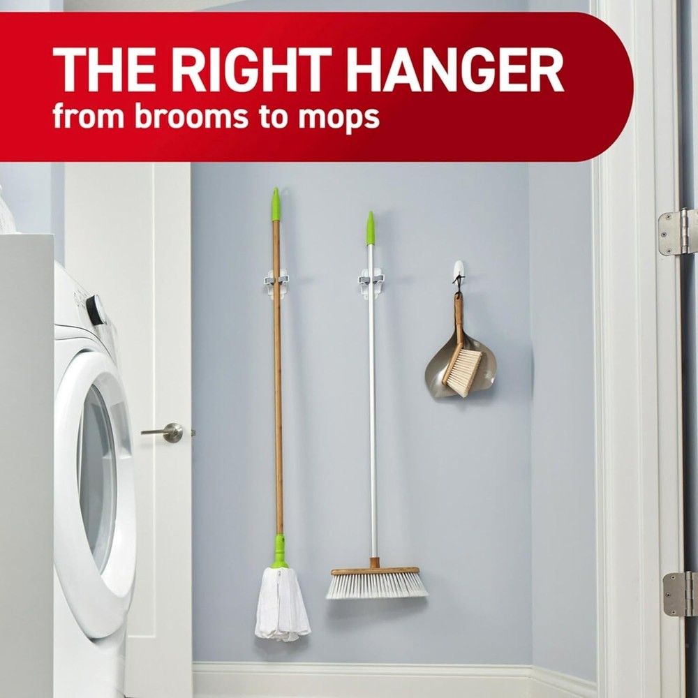 Command Broom and Mop Grippers, 2 Hangers and 4 Command Strips, Damage Free Hang