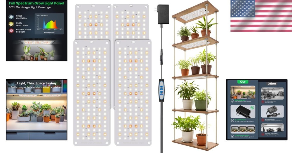 Smart Controller 4-Panel Grow Light with 3 Color Modes for Seedling Success