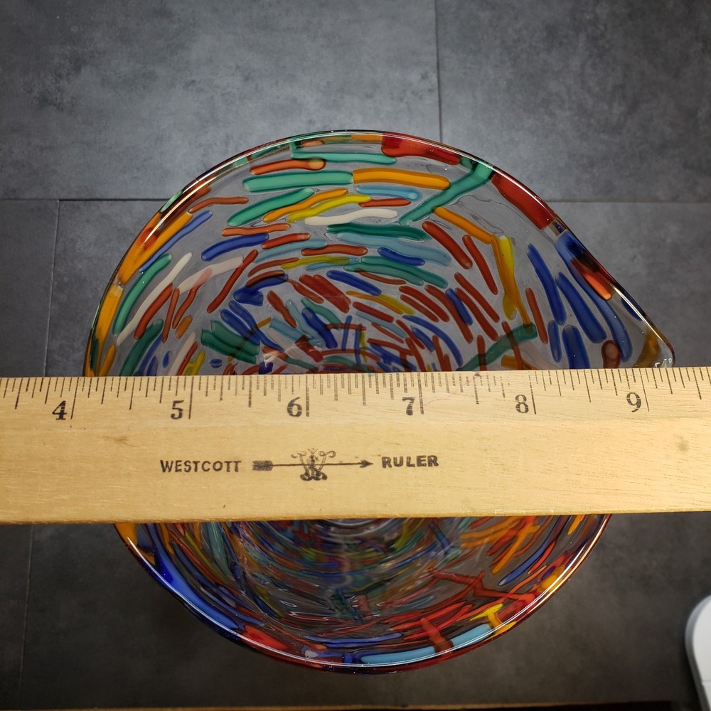 Abstract Studio Art Glass Confetti Multicolor Pitcher