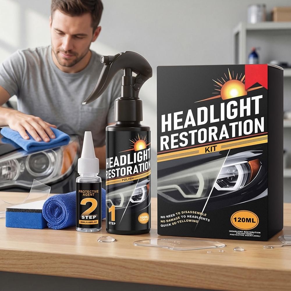 Headlight Restoration Kit, No Power Tools, Makes Headlights Like Ne w