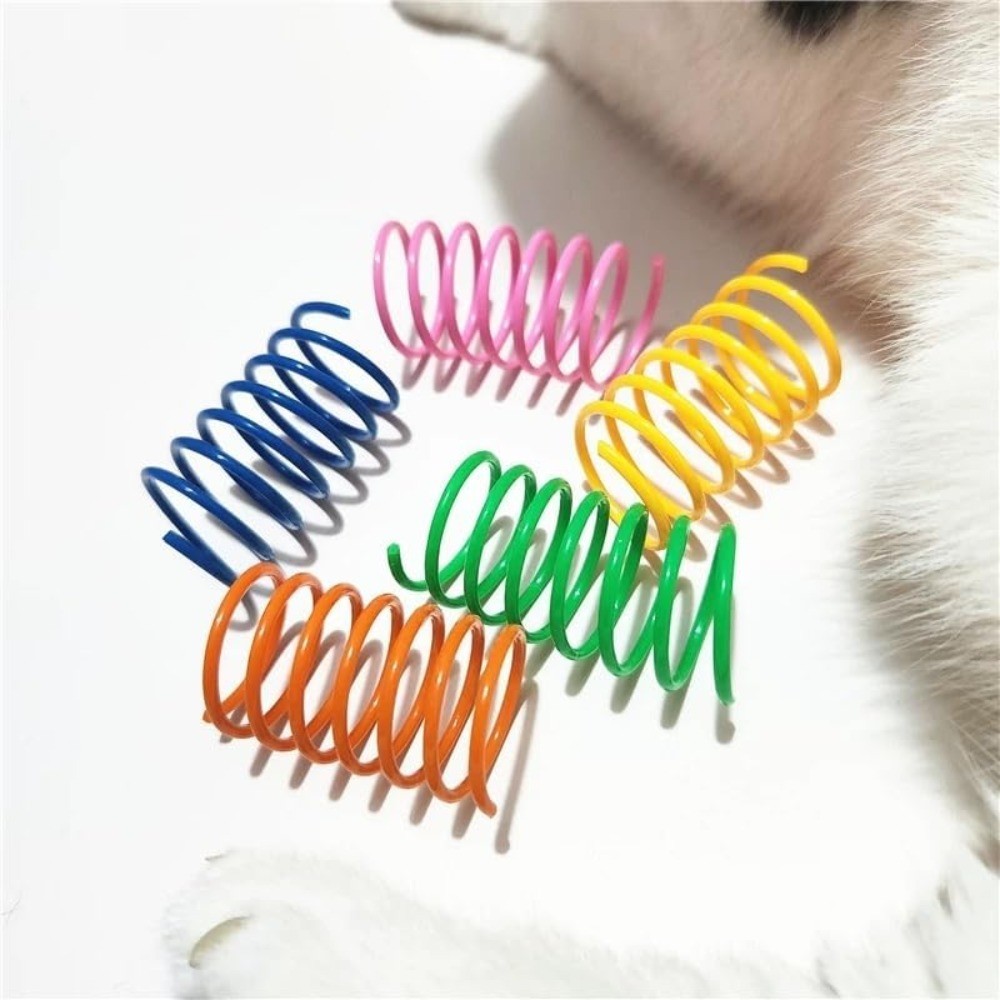 Interactive Plastic Spring Toys for Indoor Kittens 10Pcs 5 Color Bundle Hunting