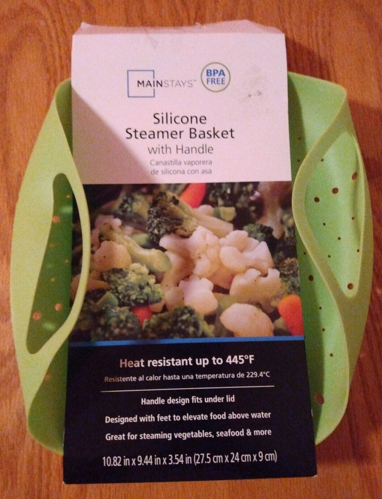 Mainstays Green Silicone Steamer Basket With Handle