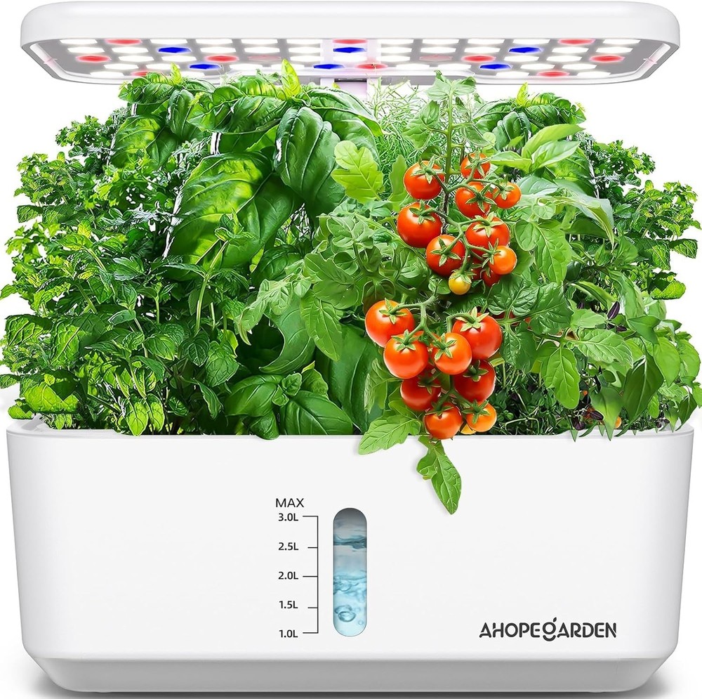 Compact 10-Pod Hydroponic Grow Kit with Adjustable LED Light for Indoor Veggies