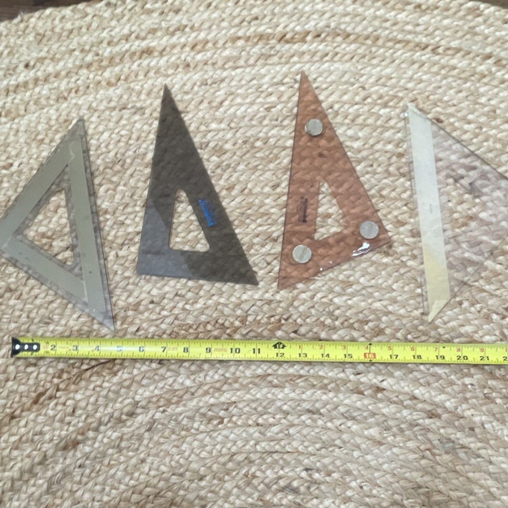 Set of 4 Alvin Template Ruler Drafting Triangles Drawing Tools