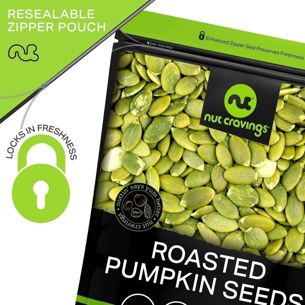 Nut Cravings Roasted & Unsalted Pumpkin Seeds, Pepitas, No Shell (32 Ounce, 2LB)