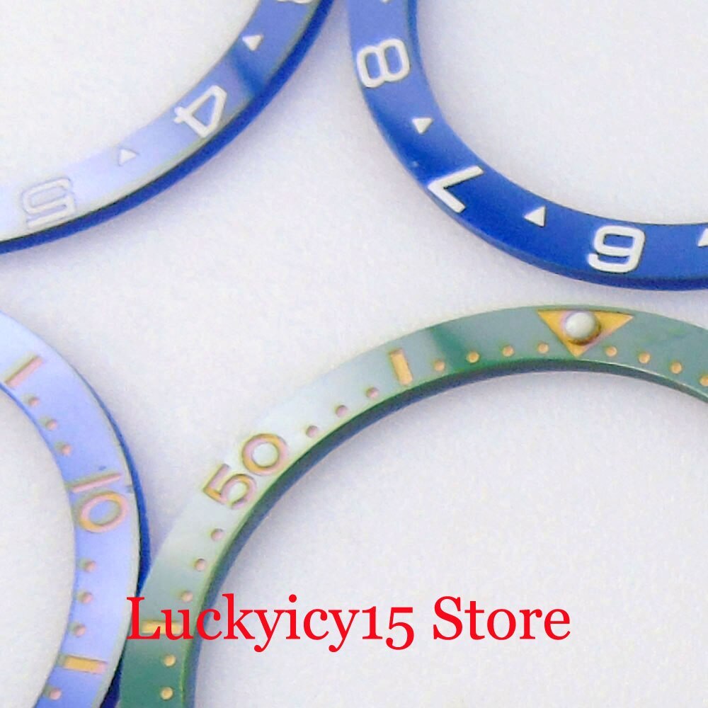 12 Hours Insert Flat 38mm*31.5mm Ceramic Watch Bezel Insert Blue/Red/Green/Black