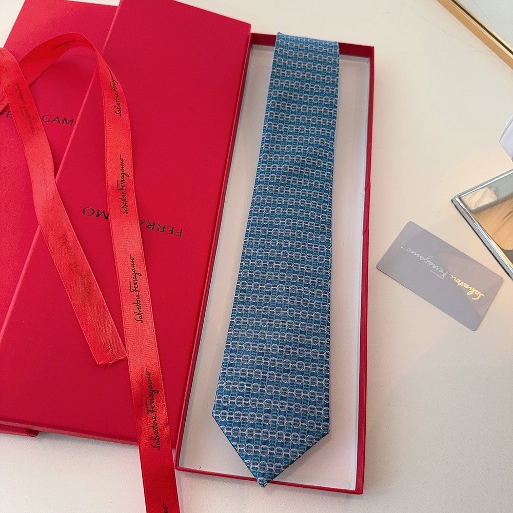 Ferragamo tie Authentic Hot Sale Width 8cm