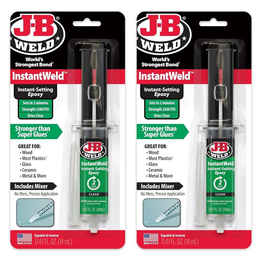InstantWeld 2 Pack - Clear, 2 Minute Set Epoxy Adhesive, Static Mixer No Mess...