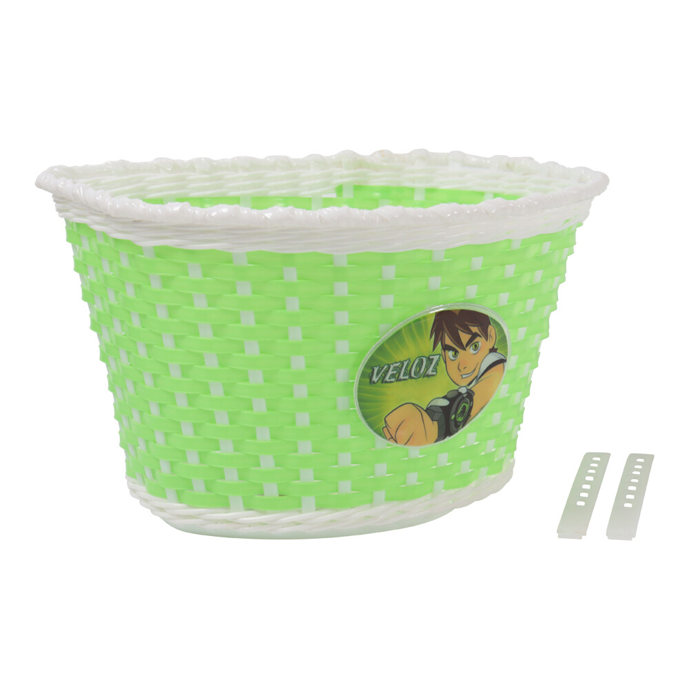 Plastic Weave Basket Green/White