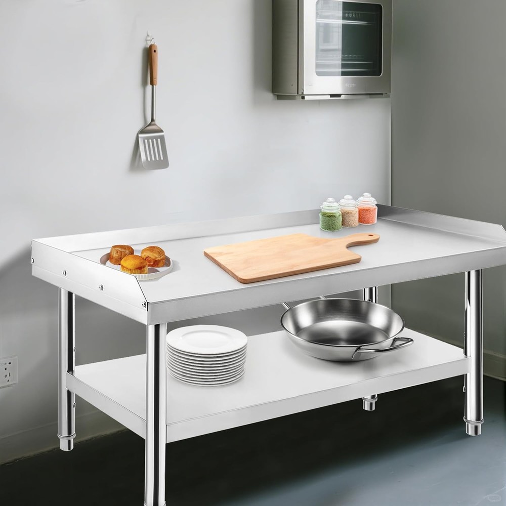 36" Stainless Steel Table,Commercial Worktable with Backsplash for Prep & Work