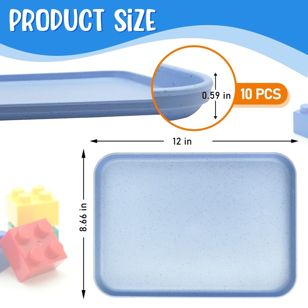10 Pack Plastic Art Craft Trays, Multicolor Activity Sensory Puzzle Sorting T...