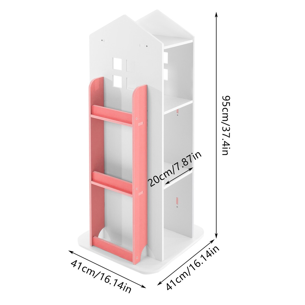 4-Tier Rotating Bookshelf with 360° Access - Sturdy Storage Solution