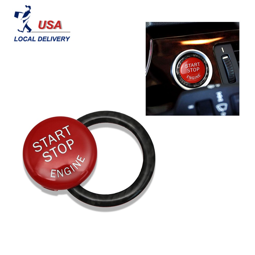 Red Start/Stop Engine Button Replace Cover With Ring For BMW E90 E92 E93 2009-12