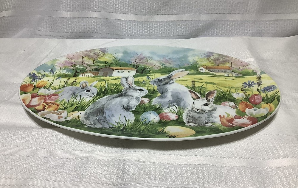 Oval Ceramic Easter Bunny Platter
