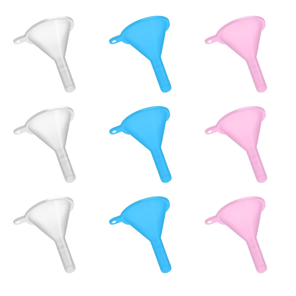 9PCS Plastic Small Funnel, Mini Perfume Funnel Filling Small Tiny Bottles Cap...