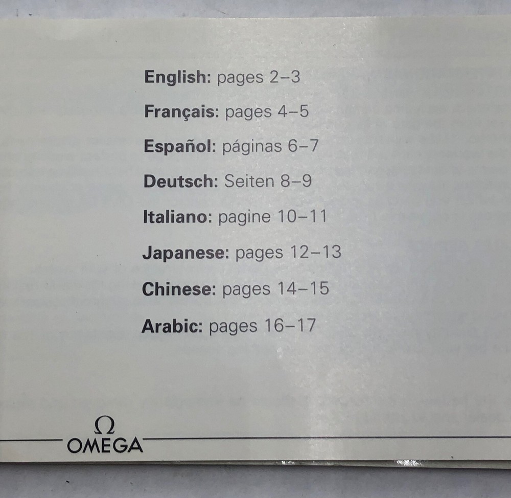 Omega watch Original world service booklet