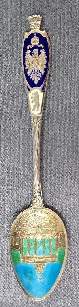 .800 Silver & Enamel Souvenir Spoon - Berlin Brandenburg Gate