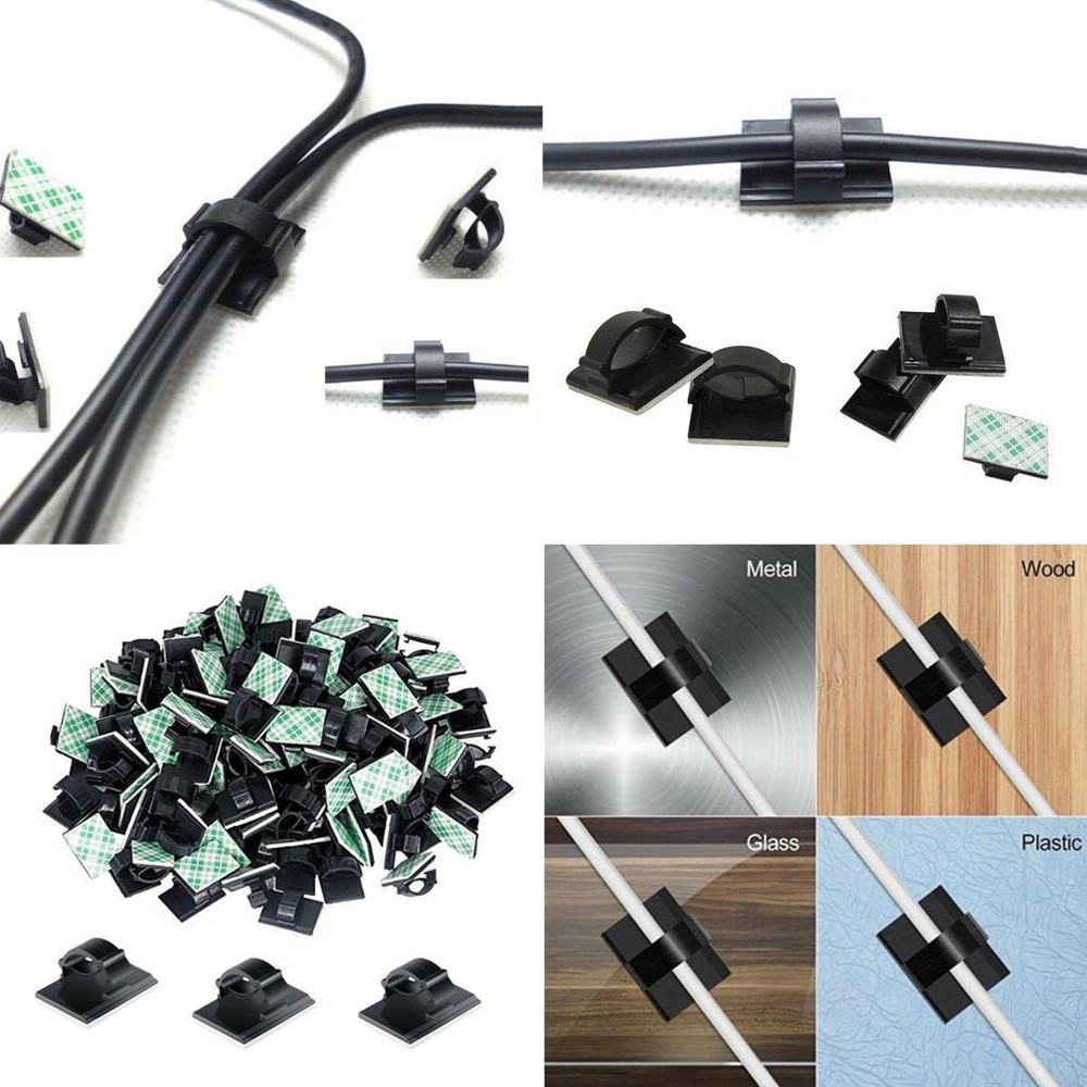 100pcs Adhesive Wire Clips Cable Clips Wire Tie Cable Clamp