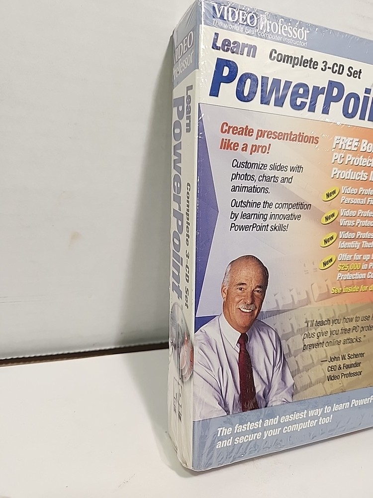 Video Professor Complete 3-CD Set Learn PowerPoint Tutorial PC Software Sealed