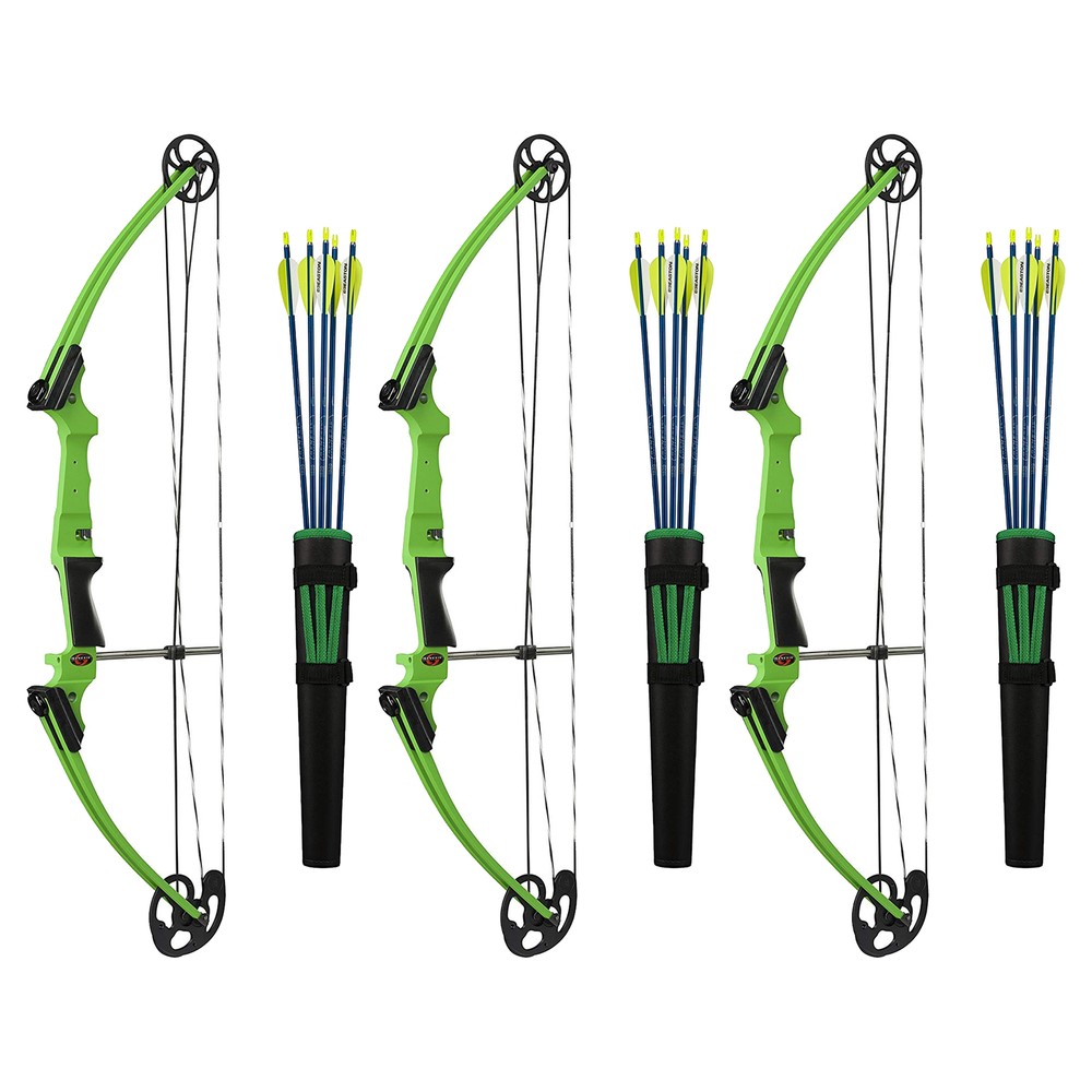 Genesis Archery Original Left Handed Compound Bow Archery Kit, Green (3 Pack)