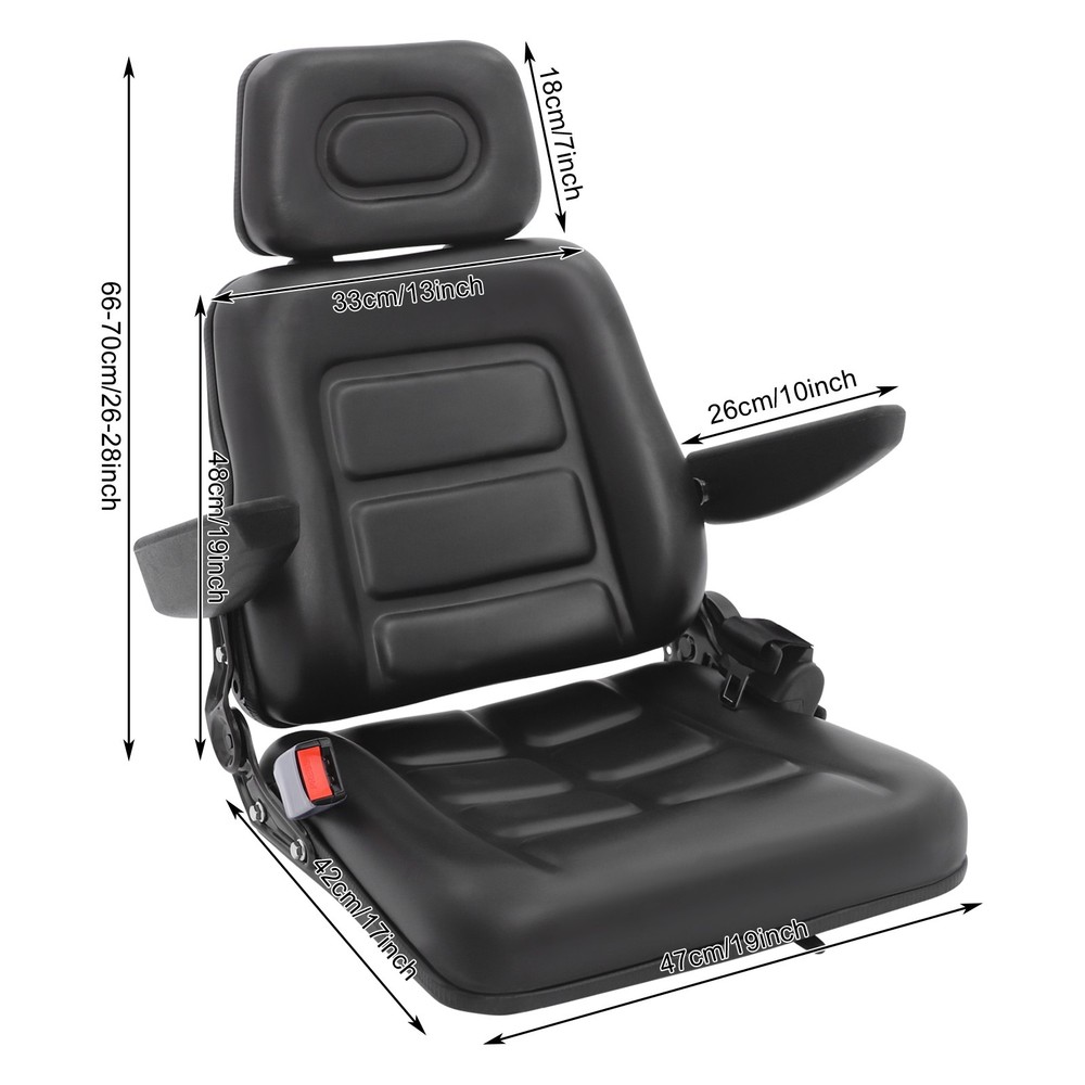 Ergonomic Tractor Seat With Adjustable Headrest Armrest & Lumbar Support