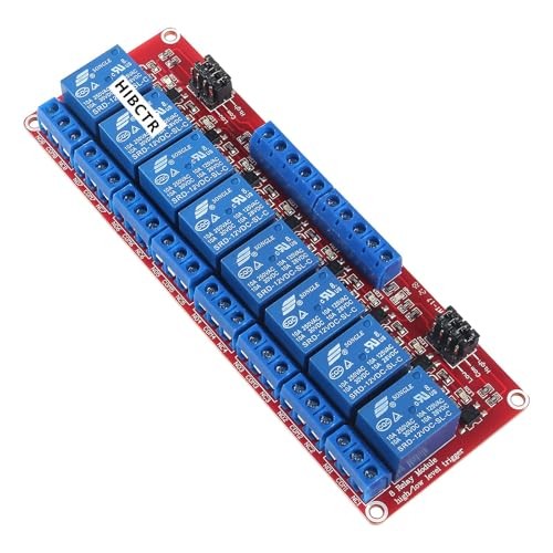 12V 8-Channel Relay Module with Optocoupler Isolation - High/Low Level Trigger