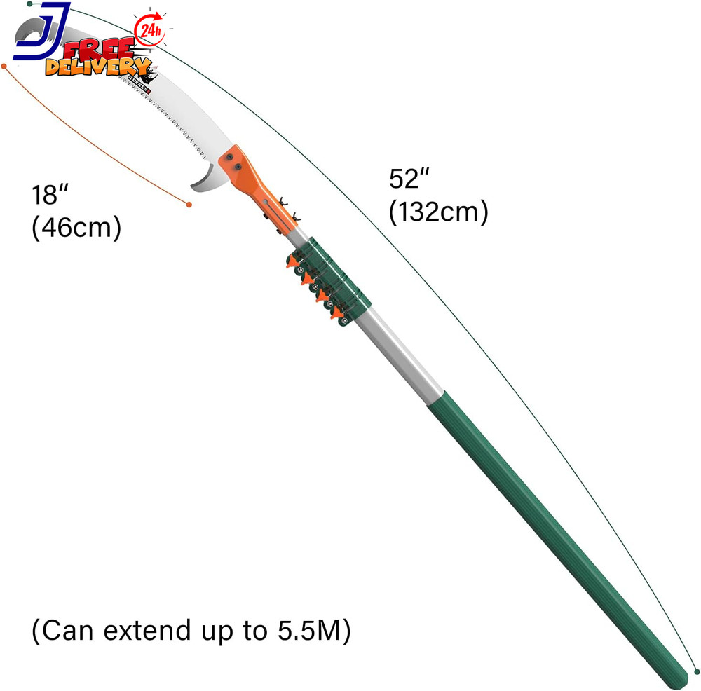 Tree Pruner Pole Saw Manual Extendable Long Tree Pruner Pole Pruning Saw 18Ft