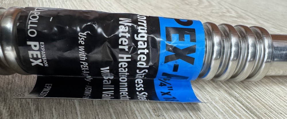 Apollo Corrugated Water Heater Connector with Ball Valve Stainless Steel