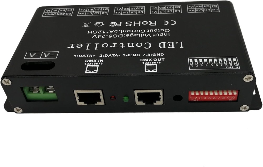 60A PWM Dimmer Driver - RGB 12 Channel DMX Decoder for Versatile Lighting