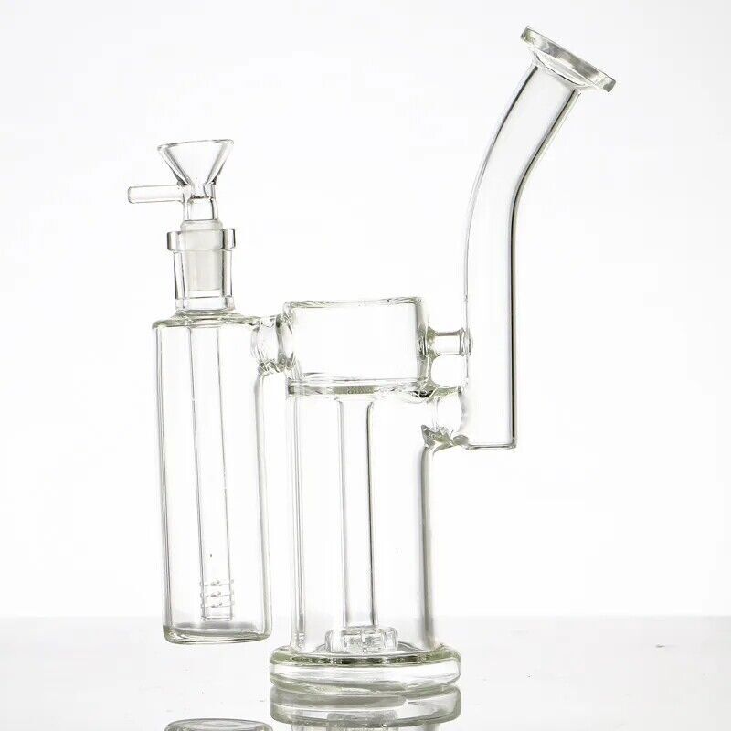 NEW Clear Glass Bong Recycler Tornado Hookahs Pyrex Double Percolator Water Pipe