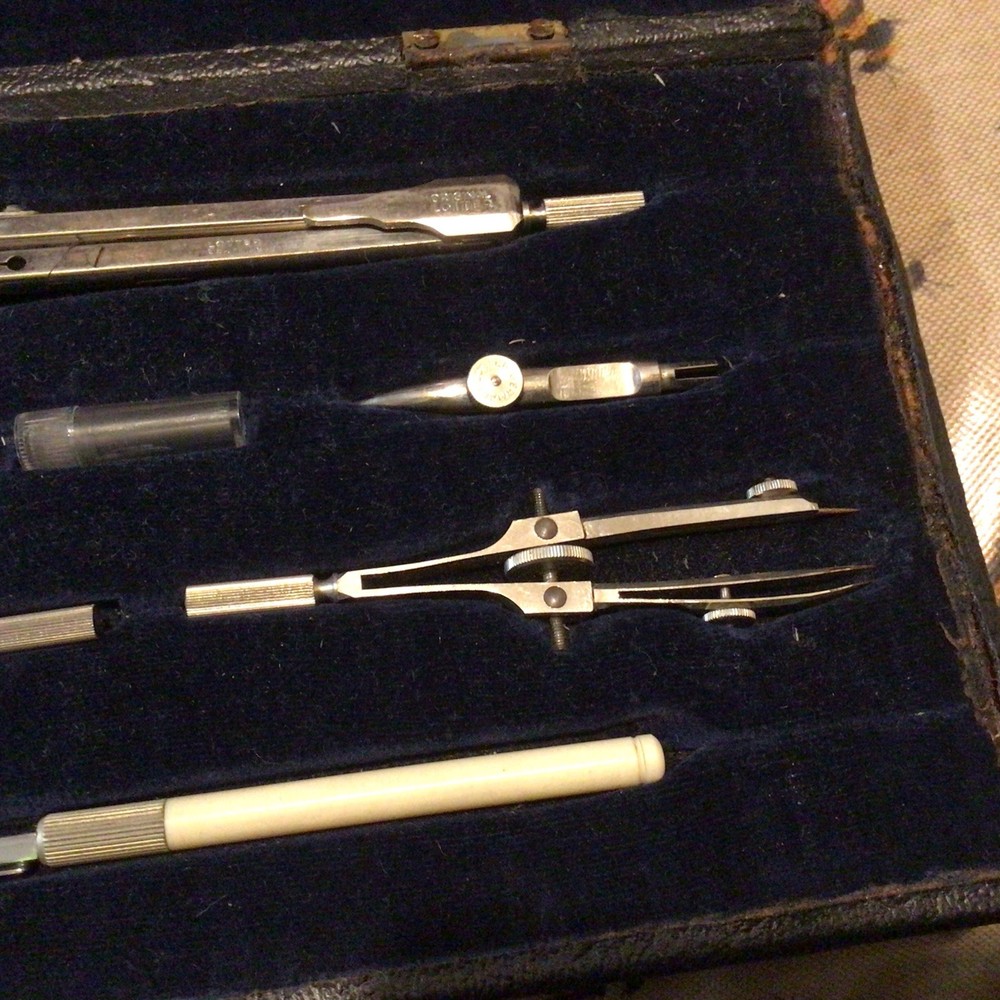 Vintage Original Lotter Draftsman Technical Drawing Set in Case