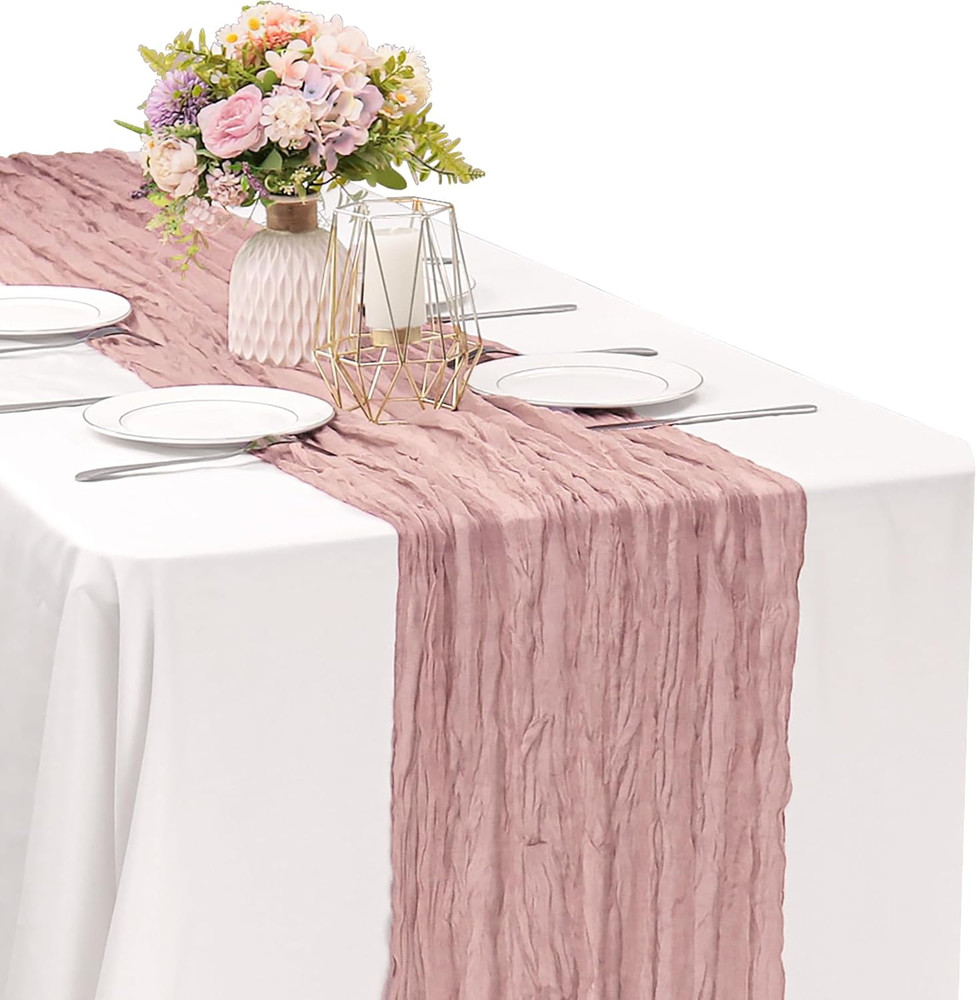 Dusty Pink 10FT Cheesecloth Table Runner Boho Gauze Fabric Table Runner Rustic S