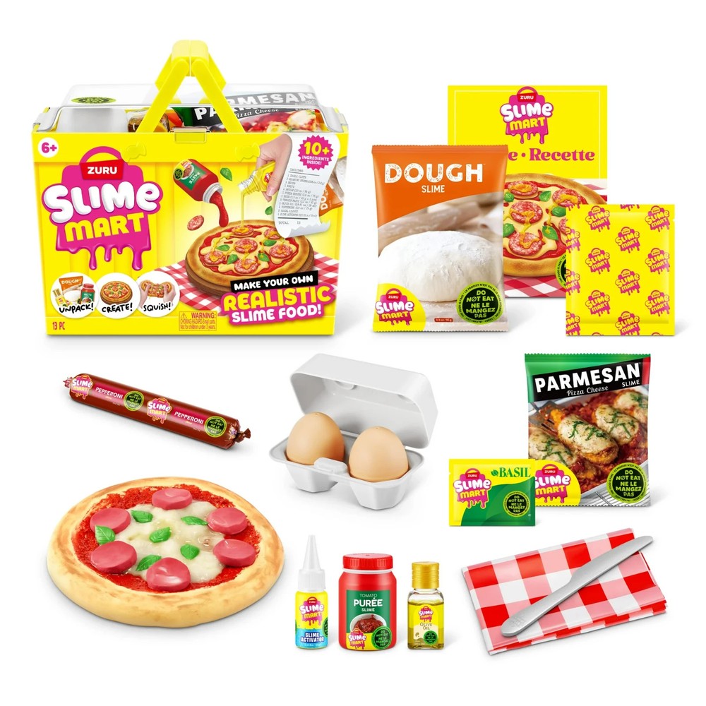 ZURU SLIME MART Small Basket Pizza 13 Ingredients Unpack Create Squish