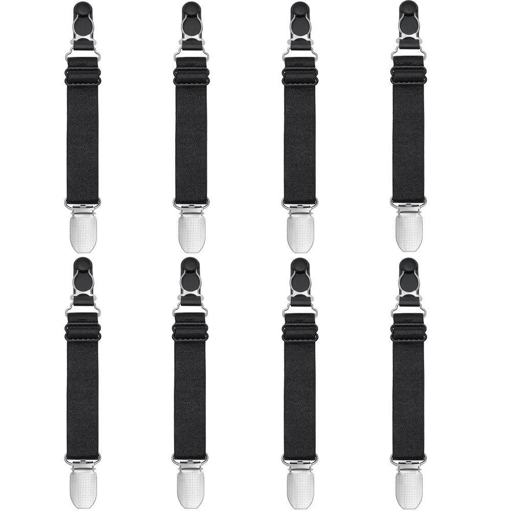 WILLWIN Multifunction Elastic Stocking Clips Suspenders One Size, Black