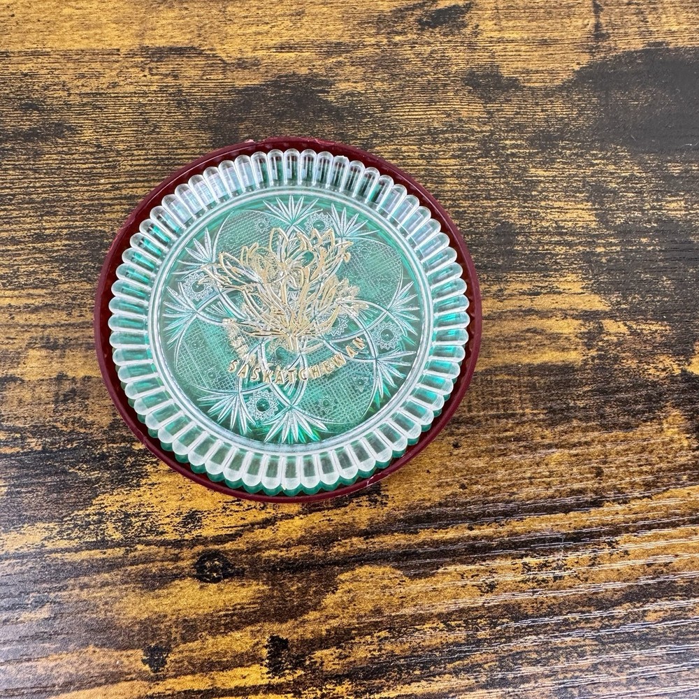 Saskatchewan Canada Plastic Coaster Set Prairie Plastics Vintage 6 pc