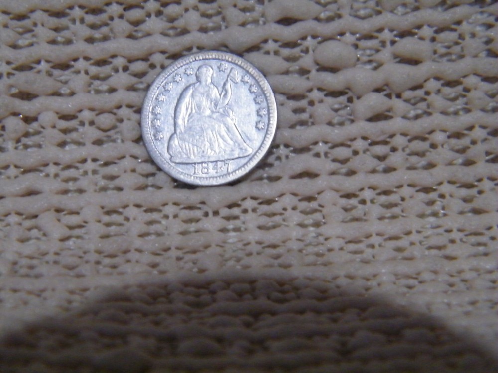 1847 Silver Seated Liberty Half Dime Middle Grade tod12