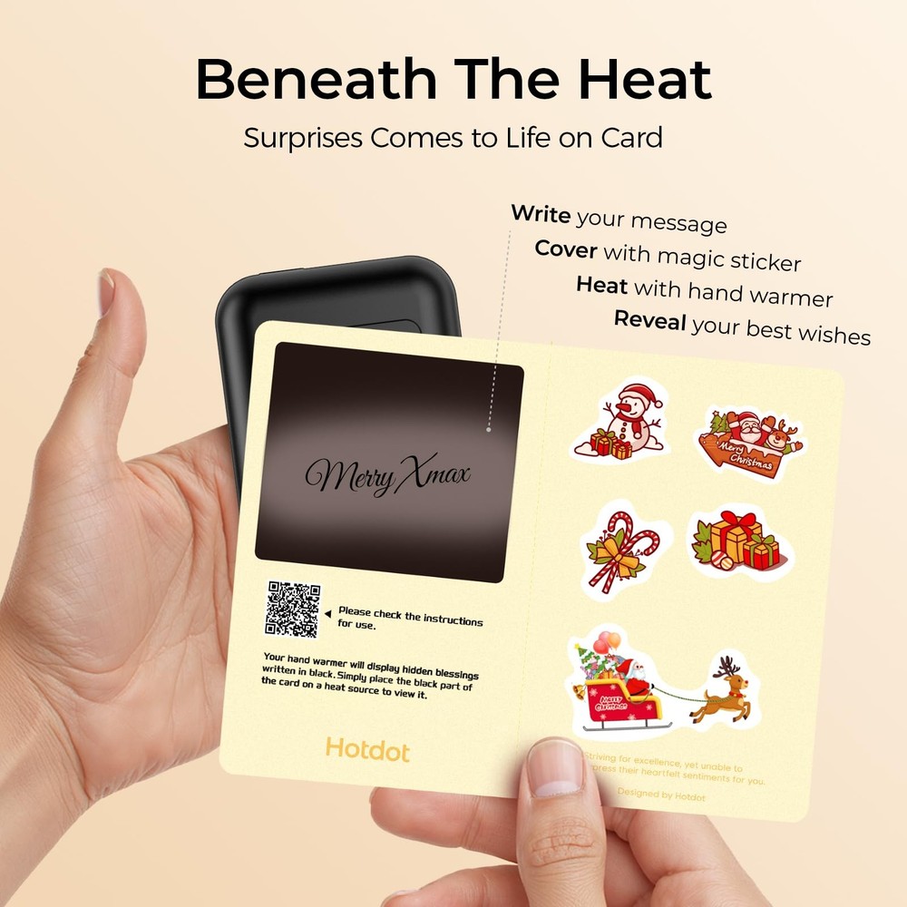 Portable Electric Hand Warmer With Led Display And Blessing Card 2 Pack