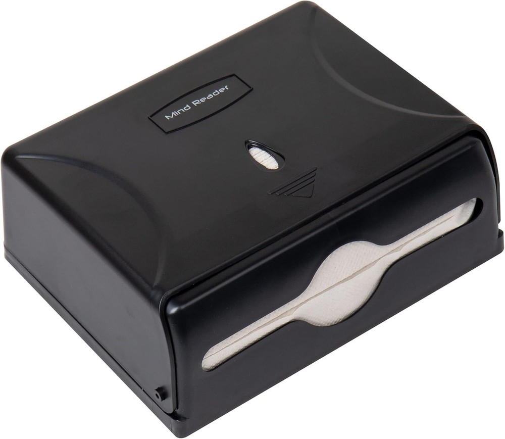 Compact Wall-Mounted Black Paper Towel Dispenser - Efficient & Practical Design