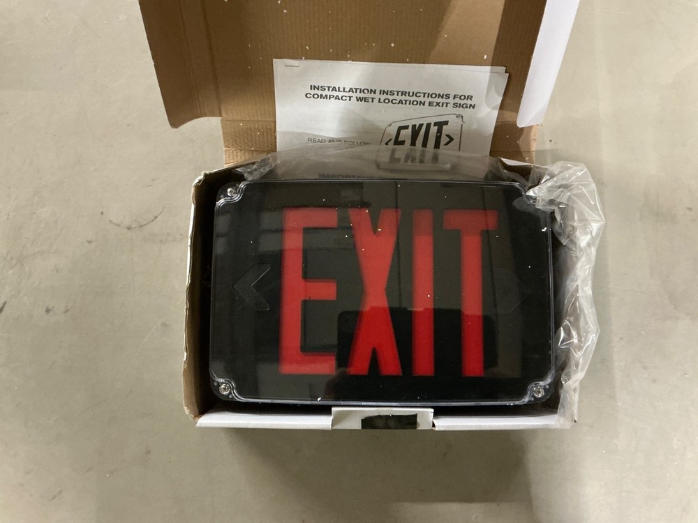 Wet Location Exit Sign with Battery - Black