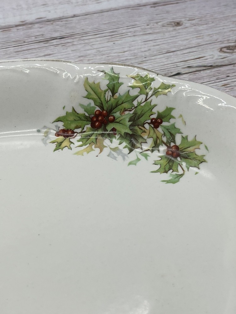 Vintage Holly Serving Dish 14” X 10”