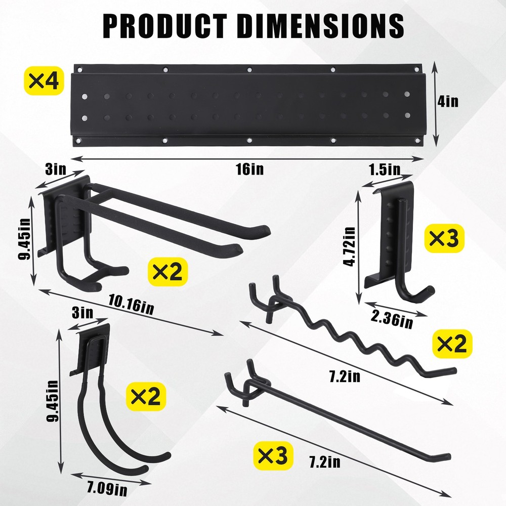 GRAVEE 64 Inch Garage Tool Organizer Wall Mount with 12 Adjustable Hooks Storage