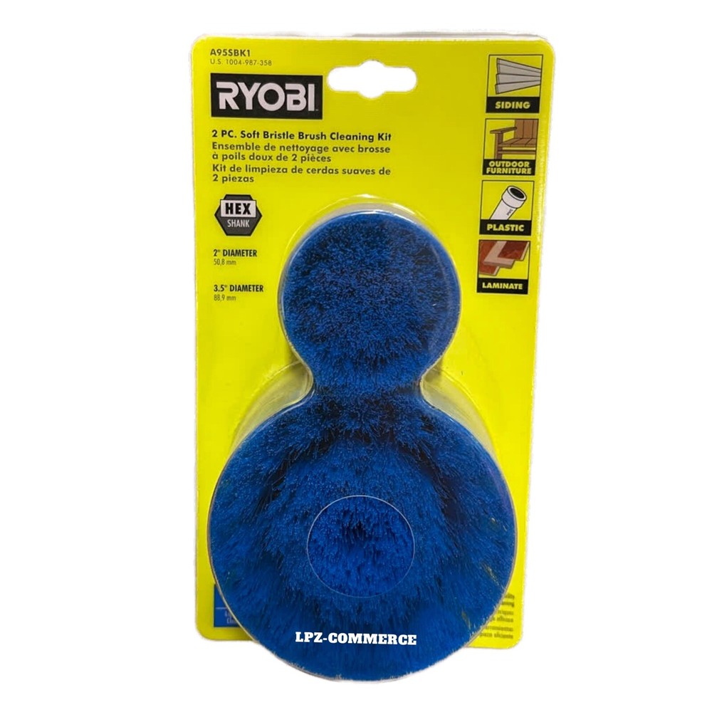 RYOBI 2 PC. SOFT BRISTLE BRUSH CLEANING KIT