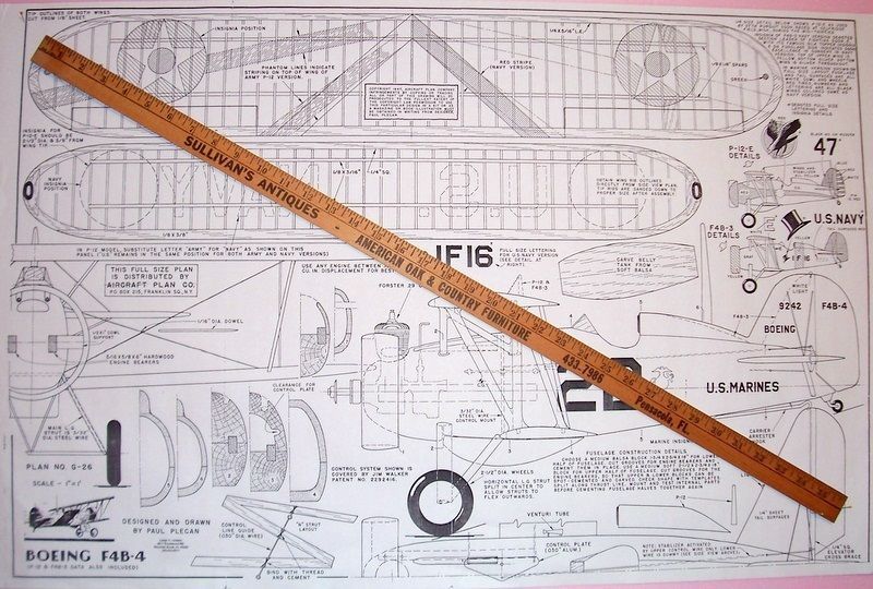 BOEING F4B-4 PLANS + SCALE DOCUMENTATION + Patterns to Build UC Model Airplanes