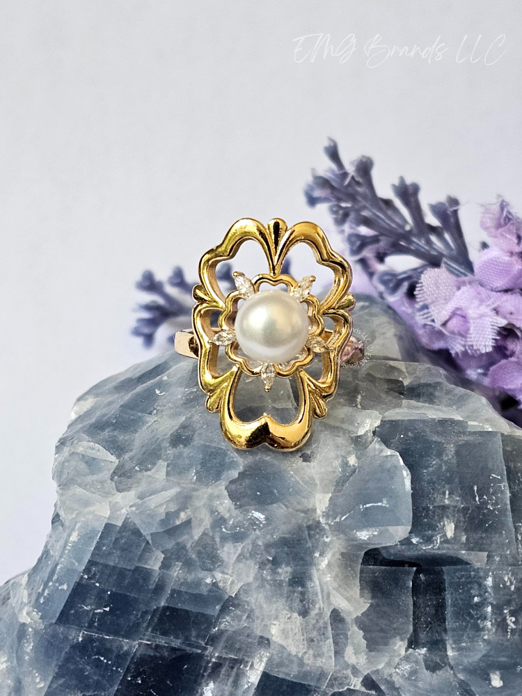 Flower Pearl Statement Ring