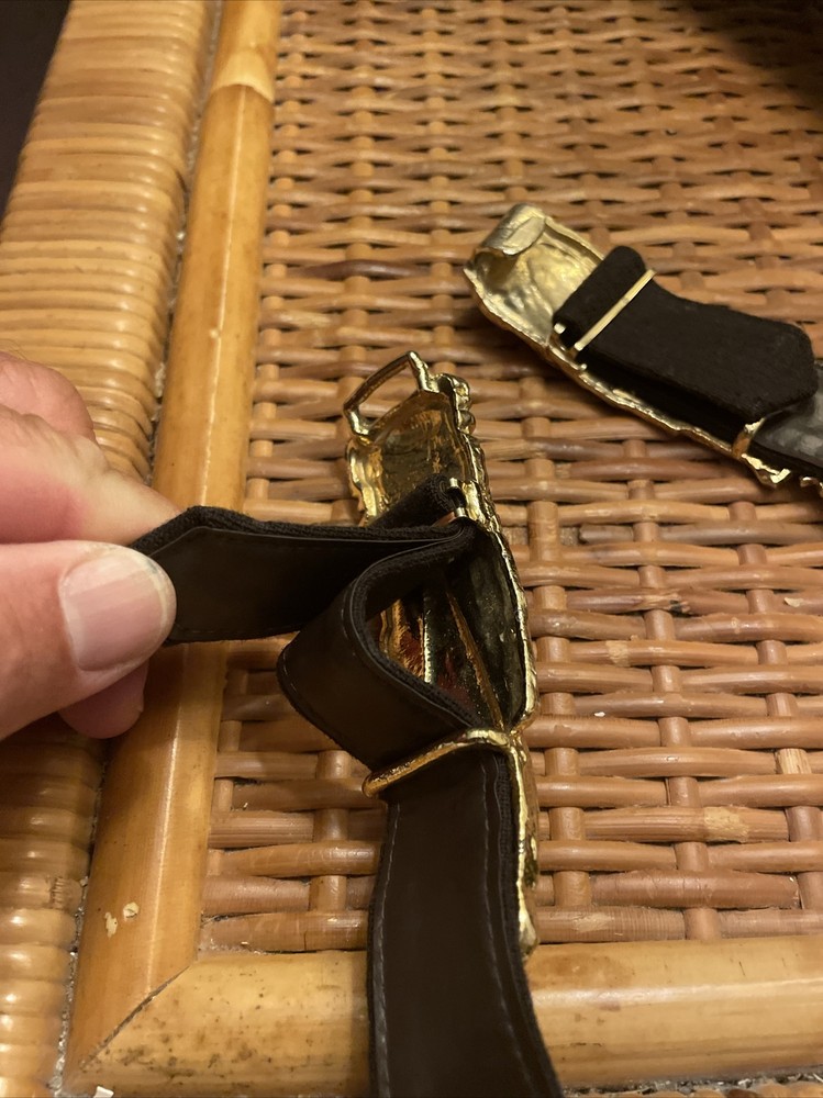 Brutalist Designer Belt Brass Leather 409 Adjustable