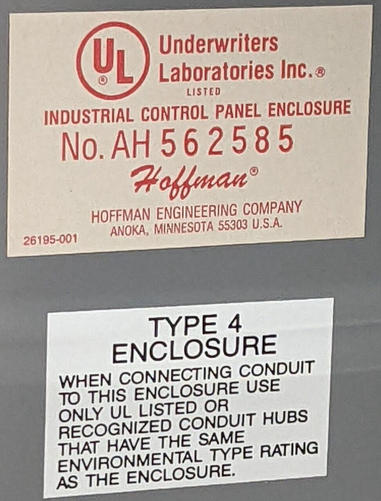 HOFFMAN ENCLOSURE CAT NO. AH562585