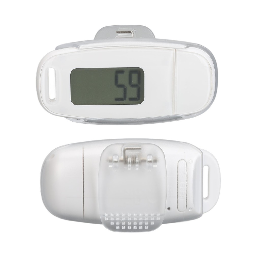 (White)Step Counter Large LCD Screen USB Rechargeable Pedometer W/ Lanyard FF