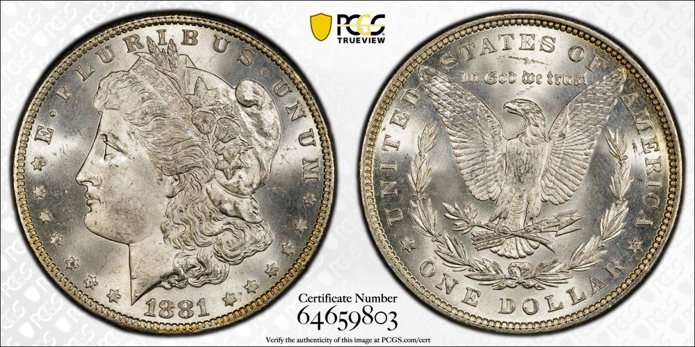 1881 P Morgan Silver Dollar PCGS MS-64