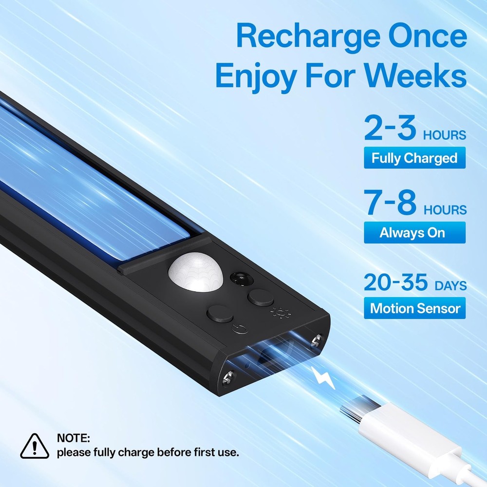 Under Cabinet Lighting Wireless,Motion Sensor Light Indoor Rechargeable,3Colo...